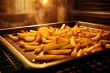 a tray of french fries is sitting inside an oven
