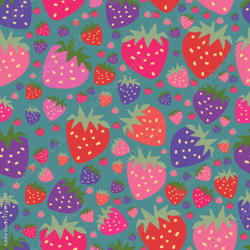 vectoriel fraises dessinées à la main, motif répéte parfait pour papier d'emballage, invitations, thé de cuisine, assiettes en papier, serviettes de table, papeterie, papier peint, projets, tissu, vêt
