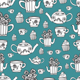 vectoriel éléments Garden Tea Party dessinés à la main motif répété, parfait pour le papier d'emballage, les invitations, le thé, les assiettes en papier