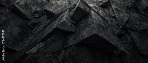 A dark, abstract landscape of black variations, architecturally aligned, suggesting a complex, unexplored geometric world. photo