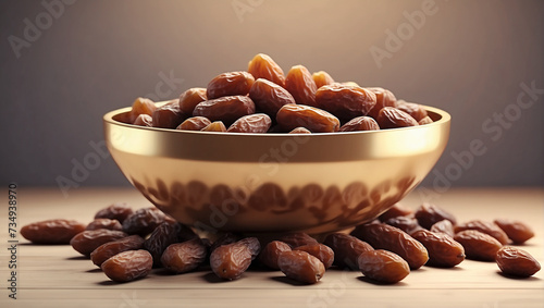 Beautiful bowl full of dates - blessed month Ramadan Kareem photo