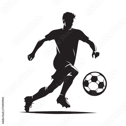 Fototapeta Naklejka Na Ścianę i Meble -  Dynamic Kicks: Vector Illustrations of Soccer Player Silhouettes, Capturing the Energy and Skill of the Beautiful Game.