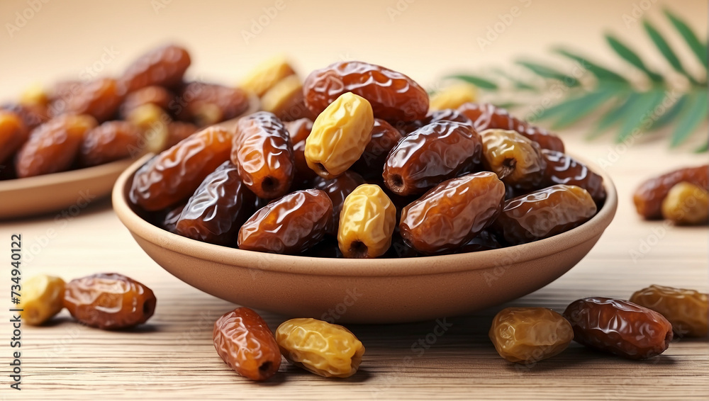 Dried date palm fruits - blessed month Ramadan Kareem Dried date palm fruits - blessed month Ramadan Kareem
