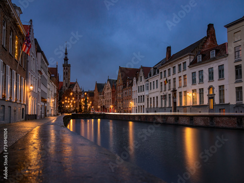 Blue hour by the canals of Bruges