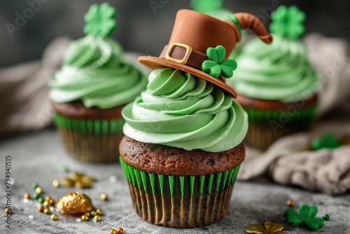 St. Patricks Day Celebration - cupcakes with green cream