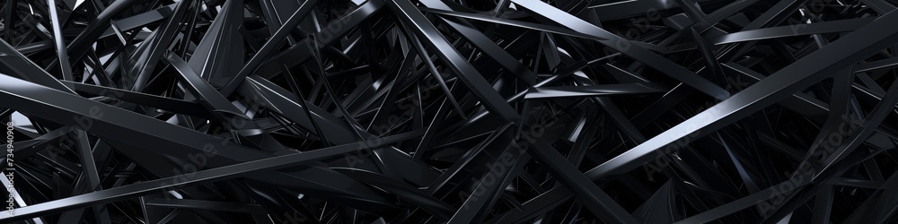 Background with a chaotic arrangement of black geometric lines and angles, portraying a sense of organized disarray.
