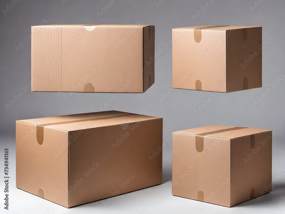 levitating closed cardboard boxes on a white isolated background levitating closed cardboard boxes on a white isolated background