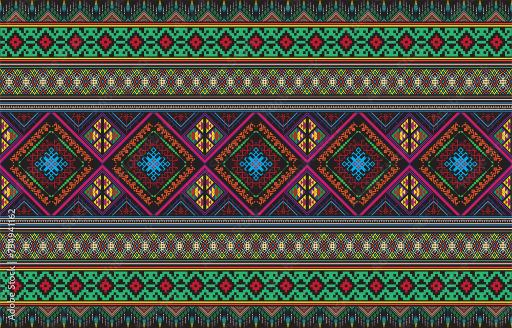 Aztec ethnic background design vector with a seamless pattern. Traditional motifs are illustrated. Element of a seamless pattern template