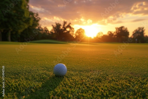 Golf at Sunset. Generative AI