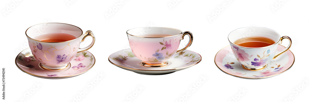 Teacup with plate saucer plate isolated, PNG transparent background cutout Teacup with plate saucer plate isolated, PNG transparent background cutout