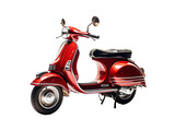 a red scooter with black seat