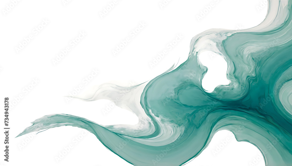 a quiet swirl of mint green and seafoam blue abstract shape