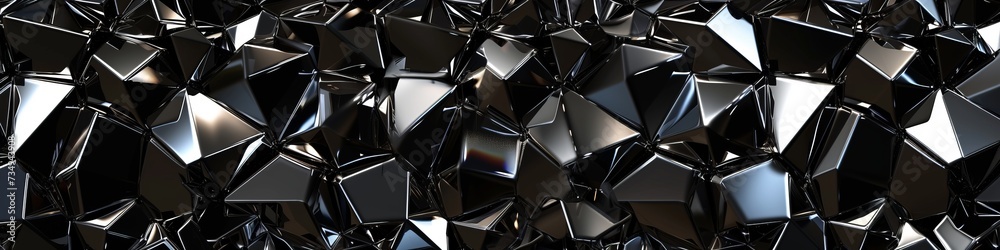 Enigmatic 3D wall of jet-black obsidian, with a mirror-like gloss and angular facets, creating an illusion of endless depth. Enigmatic 3D wall of jet-black obsidian, with a mirror-like gloss and angular facets, creating an illusion of endless depth.