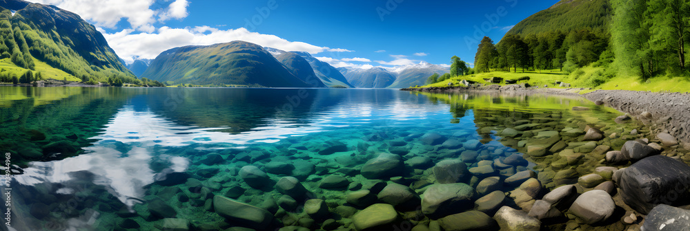 Serene summer sanctuary: Captivating Beauty of a Fjord during the Warm Season