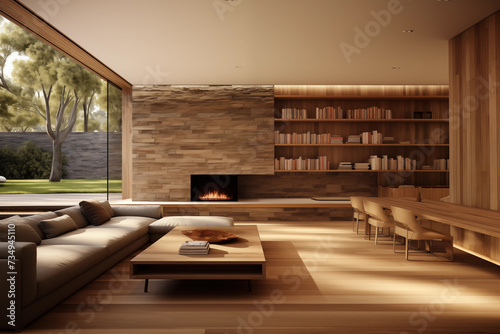Modern living room with natural light and sleek design Generative AI image photo