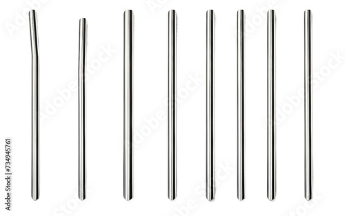 Premium Stainless Steel Straws Kit Isolated on Transparent Background PNG. photo