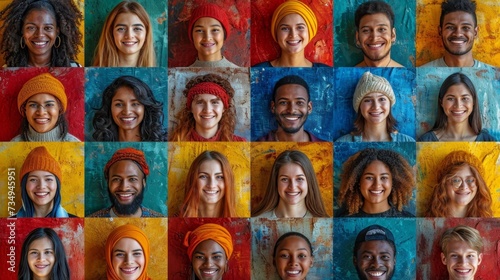 A collage of many different people. People of different nationalities and races photo