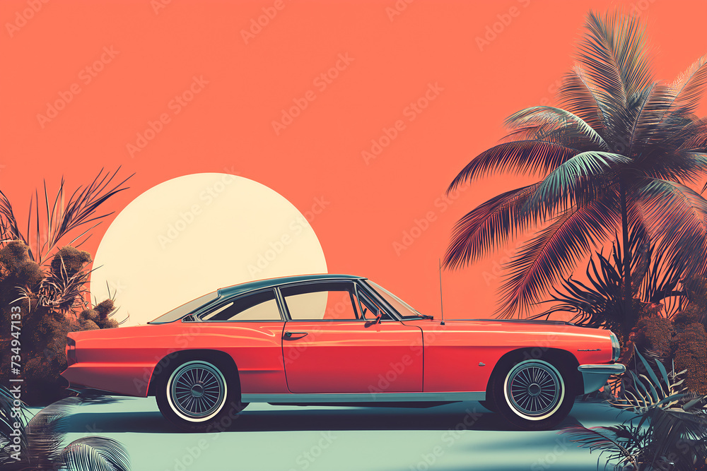 car on the beach, car on the beach, image imbued with a nostalgic vibe and fea