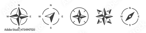 Compass icons set. Vector compass icons. Compass vectors