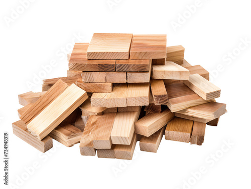 a pile of wood pieces