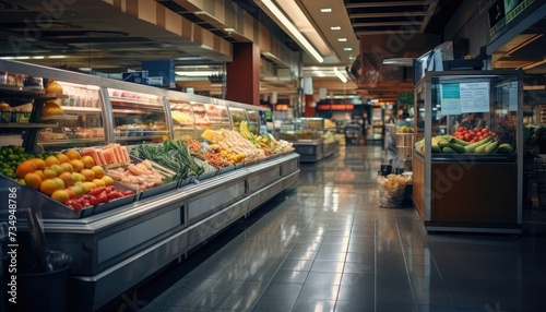 Abundant Fresh Produce at a Busy Grocery Store