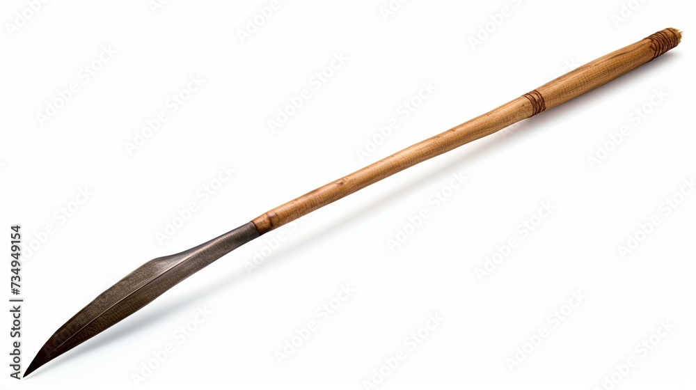 Wooden Handle With Metal Tip on White Background Wooden Handle With Metal Tip on White Background