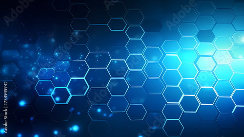 Digital technology hexagon cyber security concept  blue technology background