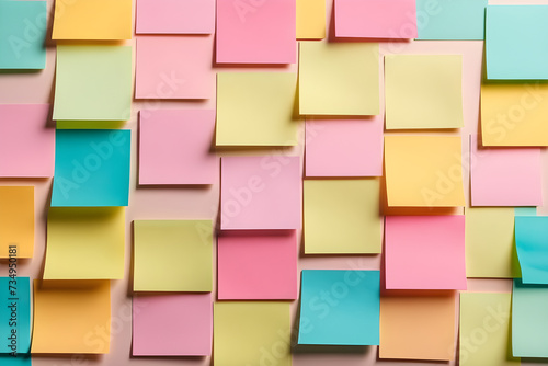 empty mockup colorful sticky notes design post it for work memo reminders business planning. colorful notes background