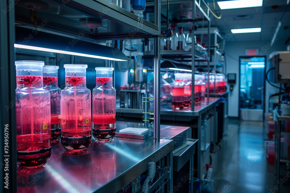 A stateoftheart laboratory with bioreactors cultivating labgrown