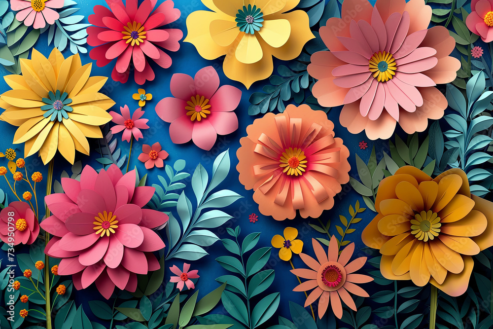 Colorful floral flower background illustration. 