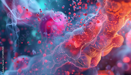 An abstract representation of the future of regenerative medicine illustrating 3D printed organs and tissues interwoven with digital and biological elements highlighting the fusion of technology photo