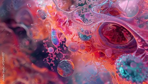 An abstract representation of the future of regenerative medicine illustrating 3D printed organs and tissues interwoven with digital and biological elements highlighting the fusion of technology photo