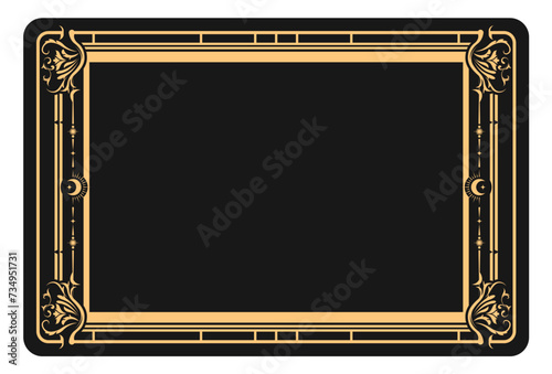 Mystic style blank banner with ornamental border, rear side od tarot cards frame, esoteric border, vector