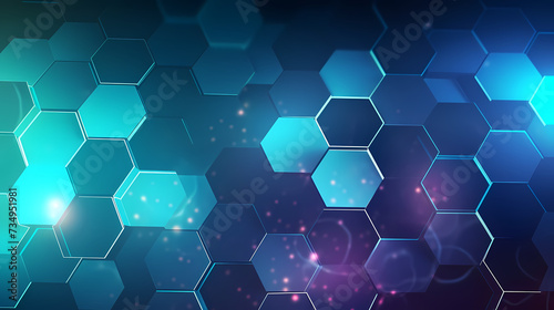 Digital technology hexagon cyber security concept  blue technology background