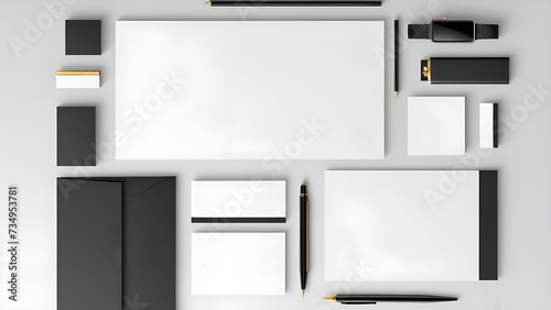 corporate stationery set mockup at white textured paper background