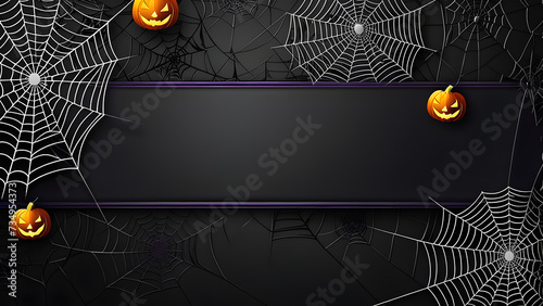 dark Halloween banner with a spiderweb background. Halloween spider web. halloween background with web
