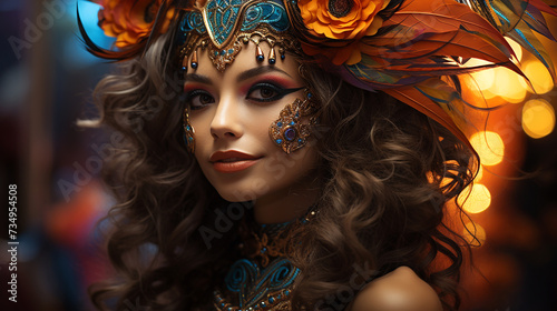 Woman in carnival costume at carnival