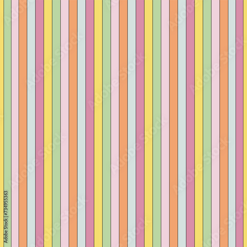Groovy retro multicoloured vertical stripes vector seamless pattern. Geometric abstract stripped background. 