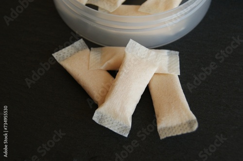 Nicotine pads outside the package. High quality photo