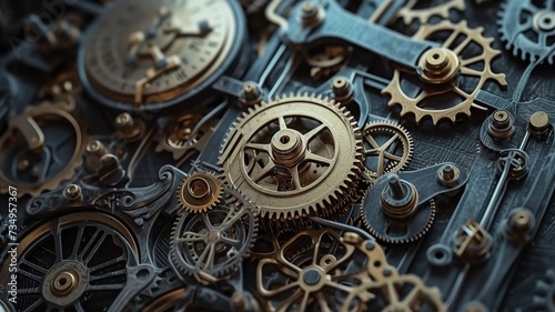 Professional steampunk background. Mechanisms and gears, conceptual art
