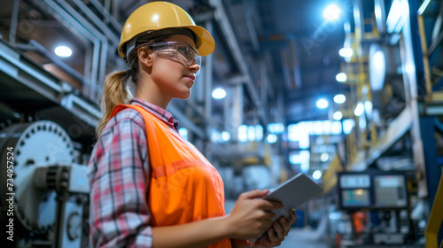 Production Facility with Industrial Engineer and Workers Implementing Lean Manufacturing photo