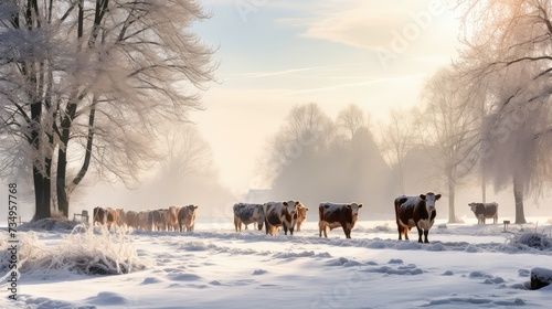 winter cows snow