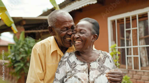 Lasting Love: Senior Couple Embracing and Laughing Together
