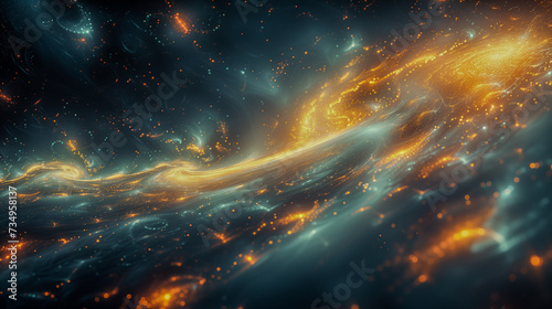 Galactic Golden Swirls - Celestial Abstract Background