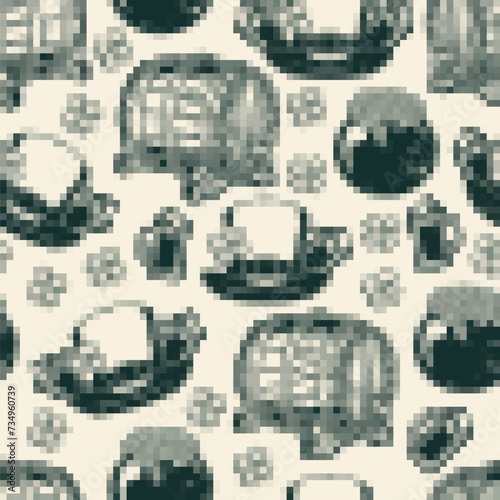 Saint Patrick seamless pattern monochrome