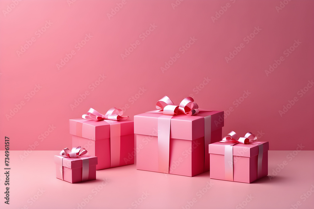Obraz premium empty mockup Mother's day banner with two pink gift boxes. all festival birthday, and holiday gifts. pink gift box with ribbon