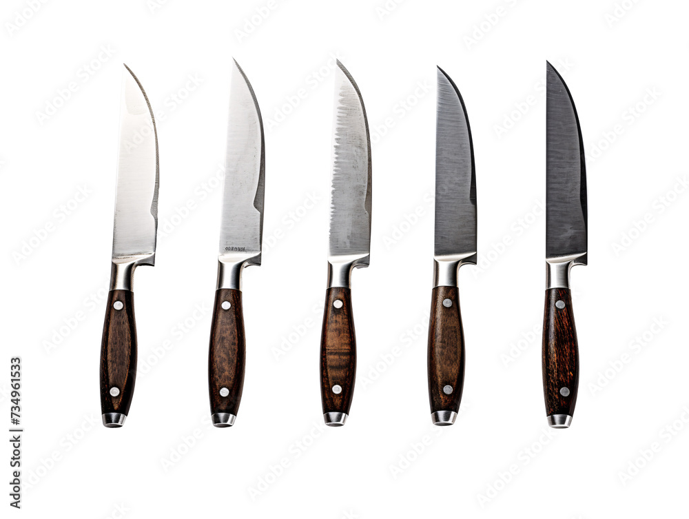 a row of knives with wooden handles a row of knives with wooden handles