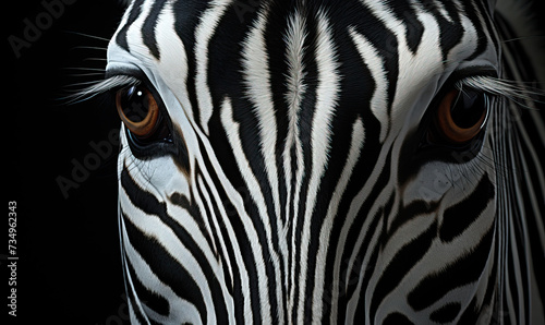 Image of a zebra s face on a black background.