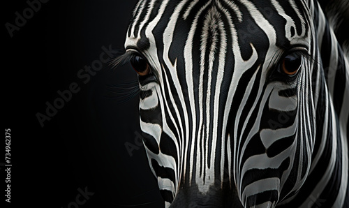 Image of a zebra's face on a black background.