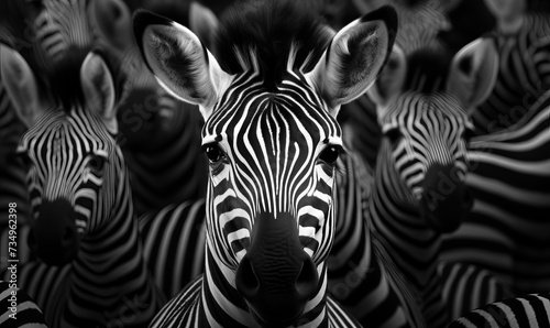 Creative background with zebras full frame.